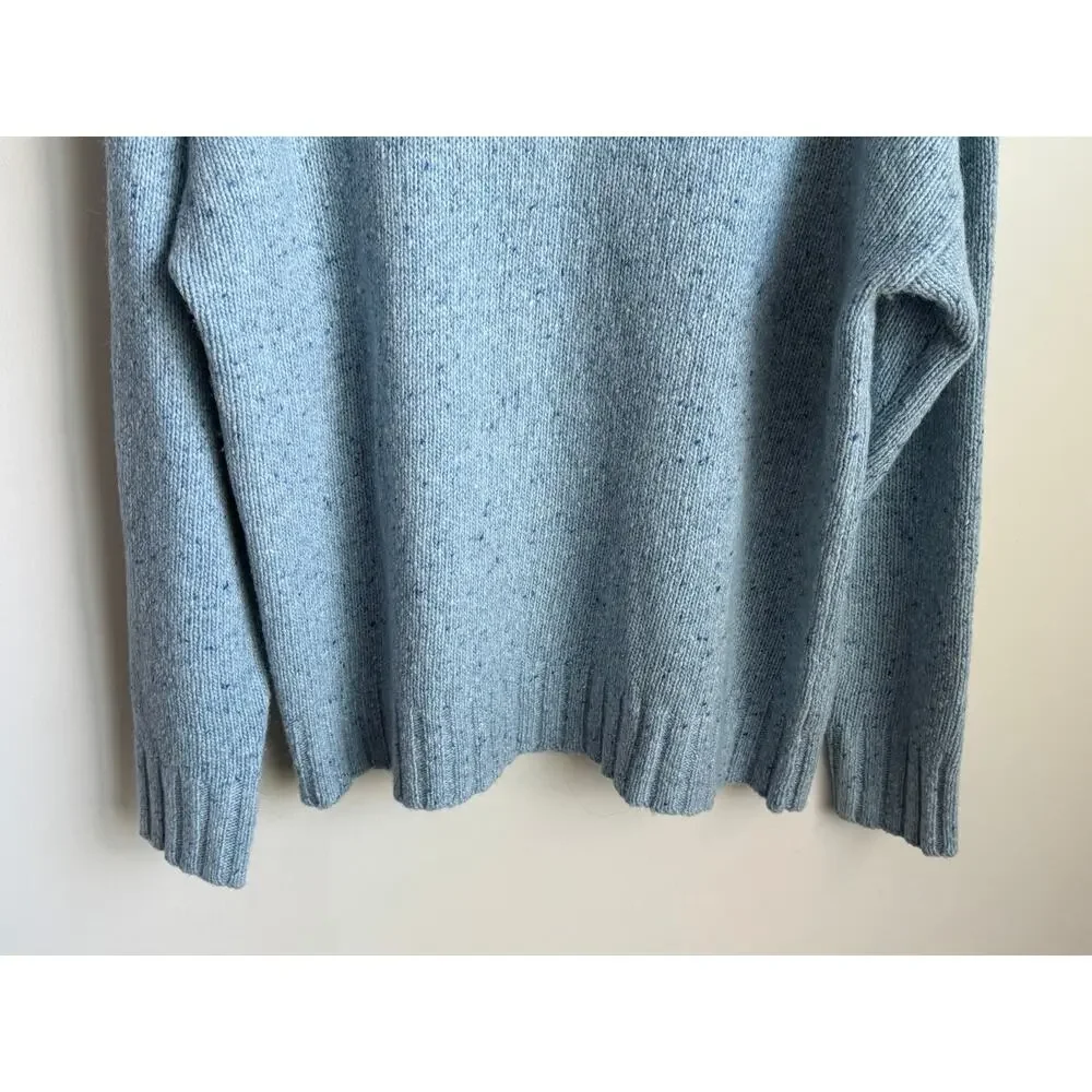 J. Crew Donegal Wool/Alpaca Blend Long Sleeve Relaxed Turtleneck Sweater Blue M
